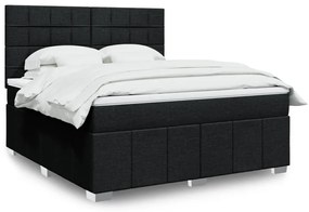 vidaXL Cama com molas/colchão 180x200 cm tecido preto