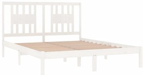 Estrutura de cama 160x200 cm madeira de pinho maciça branco