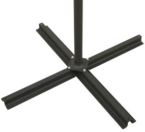 Guarda-sol jardim cantilever c/ poste e luzes LED 300 cm areia