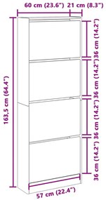 Sapateira 60x21x163,5 cm derivados de madeira preto