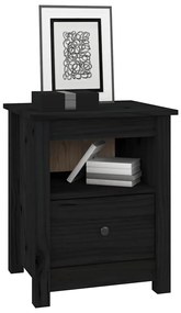 Mesas de cabeceira 2 pcs 40x35x49 cm pinho maciço preto