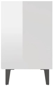 Mesas cabeceira pernas metal 2 pcs 40x30x50 cm branco brilhante