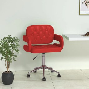 Cadeira de jantar giratória couro artificial vermelho tinto