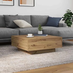 Mesa de Centro vidaXL com Luzes de LED Carvalho Artesanal 80x80x31 cm