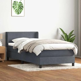 vidaXL Cama com molas/colchão cinza-escuro 90x210 cm veludo