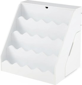 Estante de madeira para crianças 63 x 49 x 61,5 cm  com 4 níveis, prateleiras abertas, gaveta com rodas e caixa com tampa para sala de jogos, cor made