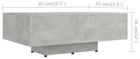 Mesa de centro 85x55x31 cm contraplacado cinzento cimento