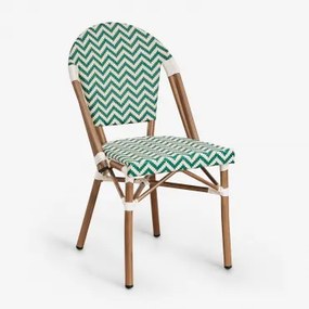 Cadeira De Jardim Empilhável Em Alumínio E Rattan Sintético Brielle Bistro Verde Couve - Gardénia Branco - Sklum