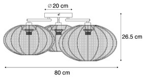 Plafon de teto Japandi branco 3 luzes - Multi Bida Japandi