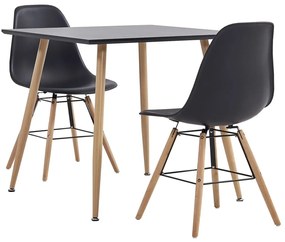 vidaXL 5 pcs conjunto de jantar plástico preto