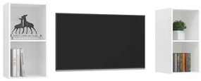 Armários de parede para TV 2 pcs derivados de madeira branco