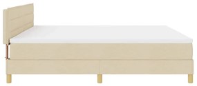 Cama Box Spring com Colchão &amp; LED Creme 200x200 cm Tecido
