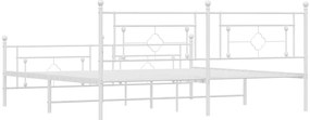 Estrutura de cama com cabeceira e pés 200x200 cm metal branco