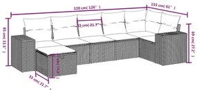 8 pcs conj. sofás jardim c/ almofadões vime PE bege misturado