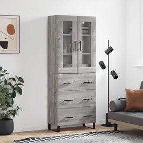vidaXL Armário alto 69,5x34x180 cm derivados de madeira sonoma cinza