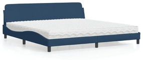 Cama com colchão 200x200 cm tecido azul