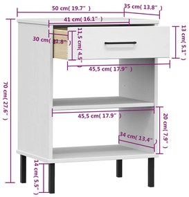 Móvel consola c/ pernas de metal pinho maciço OSLO branco