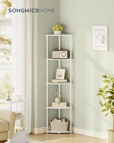 Estante de canto com 5 prateleiras 38,3 x 27 x 139 cm Branco 