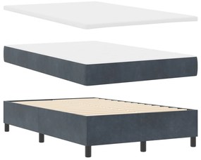 Cama Box com Colchão e Banco Cinza Escuro 120x200 cm Veludo