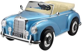 Carro Elétrico infantil Bateria Mercedes 300S 12v, módulo de música, banco em pele, pneus de borracha EVA Azul