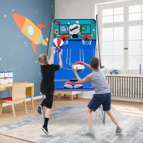 Jogo de basquetebol Placar eletrónico dobrável com 8 modos de jogo Suporte para cesto de basquetebol 206 cm Verde