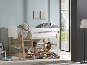 Cama de grades infantil KIDDY (90x200) + Estrado + Escada Branca