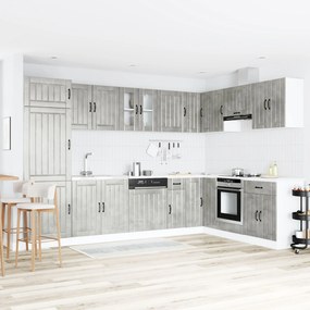 Armário de Cozinha vidaXL "Lucca" com Duas Pias em Cinza Concreto e Ma