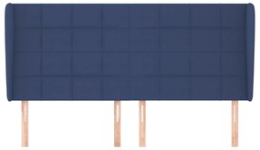 Cabeceira de cama c/ abas tecido 163x23x118/128 cm azul