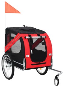 vidaXL Reboque bicicleta p/ animais vermelho e preto