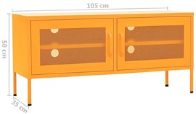 Móvel de TV aço 105x35x50 cm amarelo mostarda