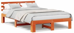 Estrutura de Cama de Madeira de Pinho Castanho Encerado