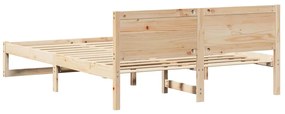 Estrutura de Cama Natural Madeira de Pinho Maciça 140 x 200 cm