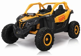 Carro elétrico para Crianças 24V 4x4 2 Lugares Buggy SR SUPER 66 Rodas de espuma EVA, Assento Couro Amarelo