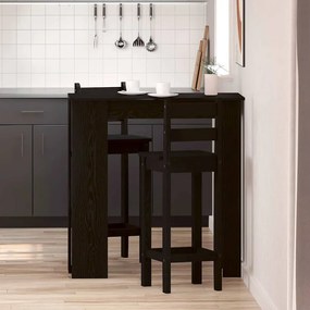 Mesa de Bar vidaXL com Prateleira - Carvalho Preto, 102x50x103.5 cm, Feita de Madeira Engenharia