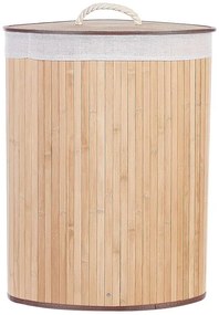 Cesto em madeira de bambu castanha clara e branca 60 cm MATARA Beliani