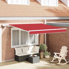 vidaXL Toldo Retrátil Manual com LED Vermelho 300x250 cm