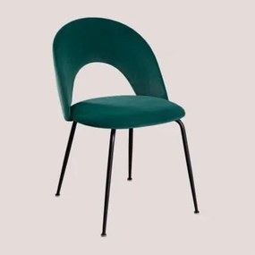 Cadeira de Jantar de Veludo Glorys Style Verde Selva & Negro - Sklum