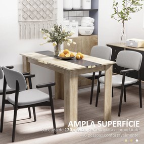 Mesa de Sala de Jantar para 4-6 Pessoas Estilo Moderno com Bancada de Melamina de Madeira Carga 50 kg 120x69x75 cm Madeira e Preto