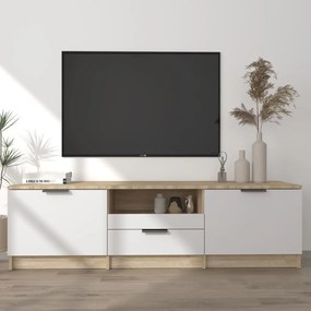 vidaXL Móvel p/ TV 140x35x40 cm madeira processada branco/sonoma