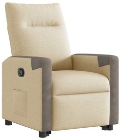 Poltrona reclinável elevatória tecido cor creme