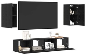 Conjunto de Armários para TV 4 pcs Carvalho Preto