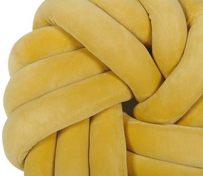Almofada decorativa com nó em veludo amarelo 30 x 30 cm AKOLA Beliani