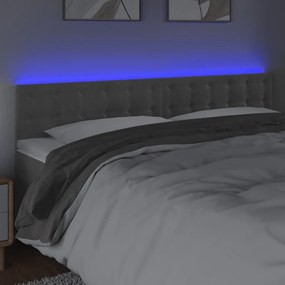 Cabeceira de cama c/luzes LED veludo 160x5x78/88 cm cinza-claro