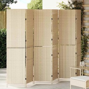 vidaXL Divisória 6 Painéis Dobrável Bege 294x180 cm Polyrattan