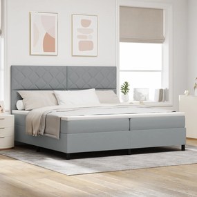vidaXL Cama Box Spring com Colchão Cinza Claro 200x200 cm Tecido