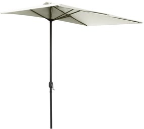 Outsunny Meio Chapéu de Sol 230x130x245 cm Chapéu de Sol para Parede Jardim com Manivela e Vara Metálica Ø38 mm Terraço Varanda Bege