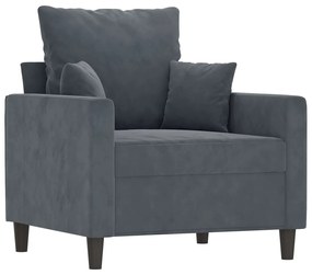 Poltrona com apoio de pés 60 cm veludo cinzento-escuro