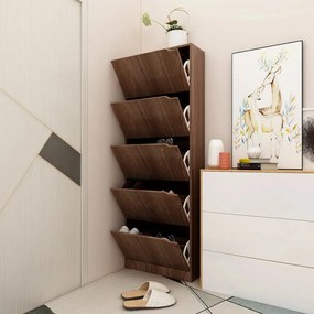 vidaXL Armário sapatos 5 portas contrap. 59x24x167cm carvalho castanho