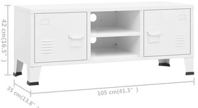 Móvel de TV industrial 105x35x42 cm metal branco