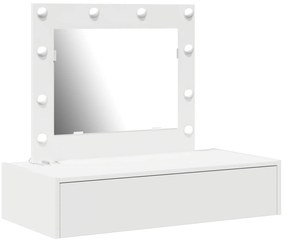 Mesa de Maquiagem Suspensa  com Luzes LED - Branca